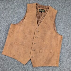 Scully Leather Vest‎ Mens 42 Brown Western Cowboy Rodeo Button Pockets